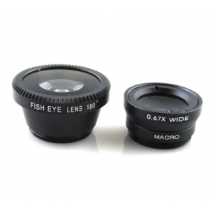 Lenzenset voor telefoon - fisheye, groothoek en macro