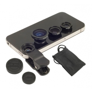 Lenzenset voor telefoon - fisheye, groothoek en macro