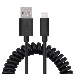 Gekrulde Lightning kabel 1 meter zwart
