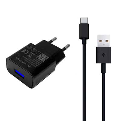 Universele USB-C oplader 3 meter - 2 ampère - zwart