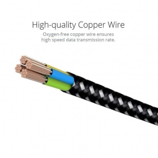 Nylon haakse Lightning naar USB kabel 1 meter