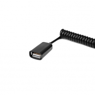 Gekrulde USB verlengkabel - 3 meter - zwart