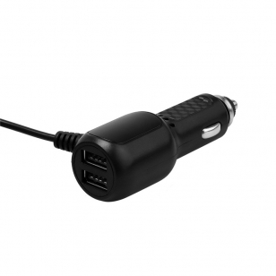Autolader met ongekrulde USB-C kabel en 2 USB poorten