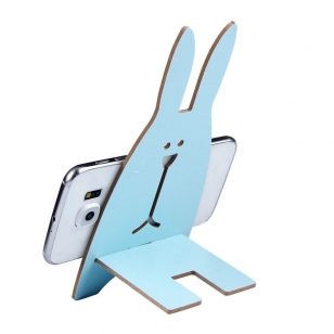 Telefoonhouder houten konijn roze