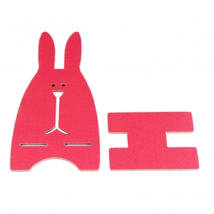 Telefoonhouder houten konijn roze