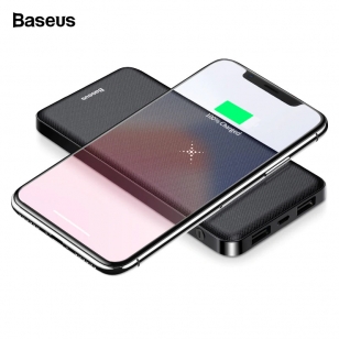 Baseus PowerBank 10.000 mAh - QI en duo USB zwart