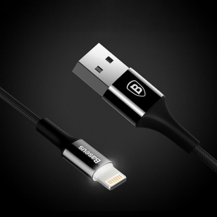 Baseus LED Lightning naar USB kabel 1 meter