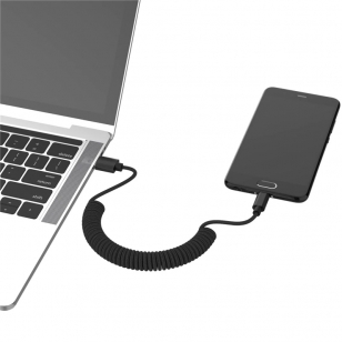 Nylon gekrulde micro USB kabel 1,3 meter zwart