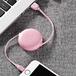 Lightning naar USB kabel oprolbaar roze