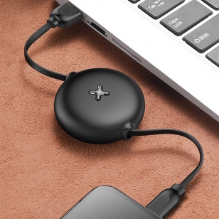 Lightning naar USB kabel oprolbaar roze