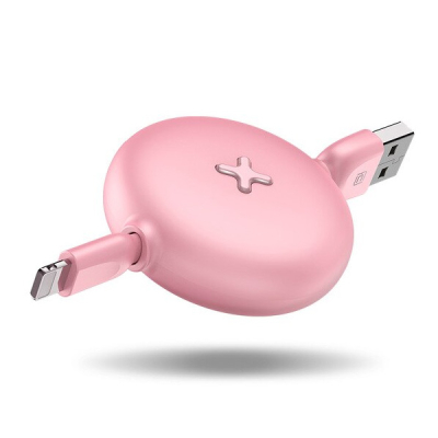 Lightning naar USB kabel oprolbaar roze