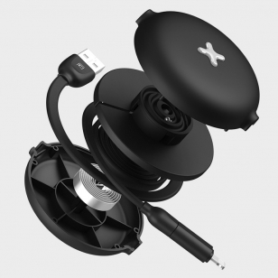 Lightning & micro USB kabel oprolbaar zwart