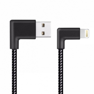 Nylon haakse Lightning naar USB kabel 1 meter