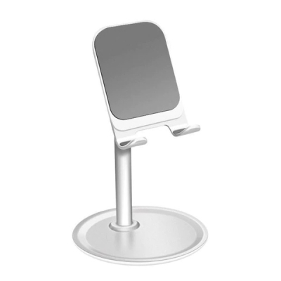 Tablet- en telefoonstandaard op voet verstelbaar universeel wit