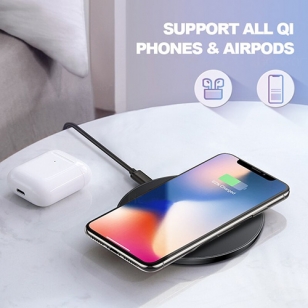 QI draadloze oplader 10W rond zwart