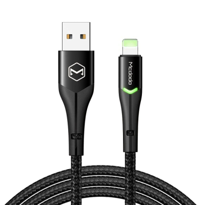 Mcdodo nylon Lightning naar USB kabel 1,2 meter zwart