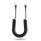 Gekrulde USB-C naar USB-C kabel - 2 meter - zwart