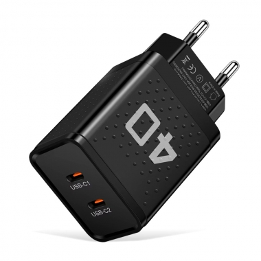 Duo USB-C adapter - 20W - zwart