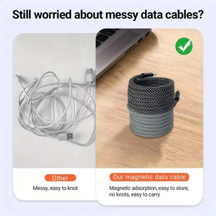 Lightning naar USB-C kabel - magnetisch oprolbaar - 1 meter